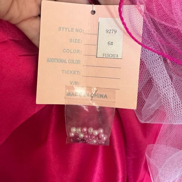 NWT Blush Prom by Alexia 9279 Hot Pink One-Shoulder Beaded Dress Sz 6 - Picture 10 of 16